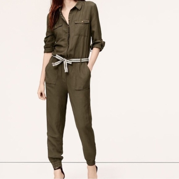 ann taylor green jumpsuit